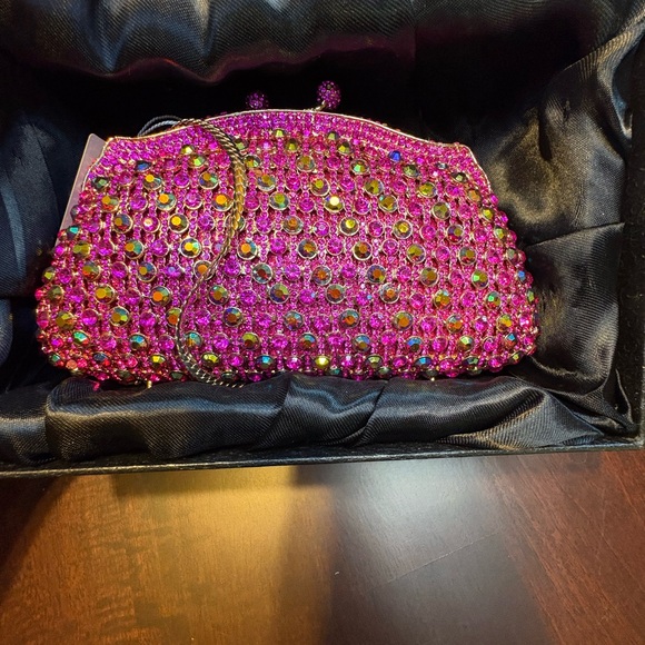 Natasha Couture Pink Rhinestone Evening Clutch